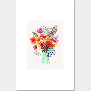 flowers bouquet watercolor Posters and Art